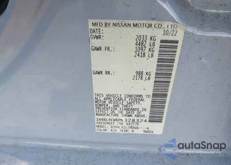 2023 Nissan Altima Sr Intelligent Awd из США, поврежденный, VIN 1N4BL4CW6PN328324